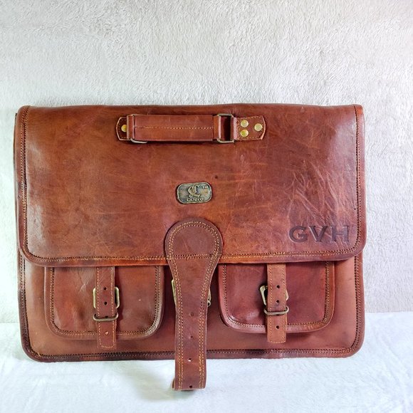Men's Cuero Laptop Briefcase Leather Messenger Bag New - FCM14